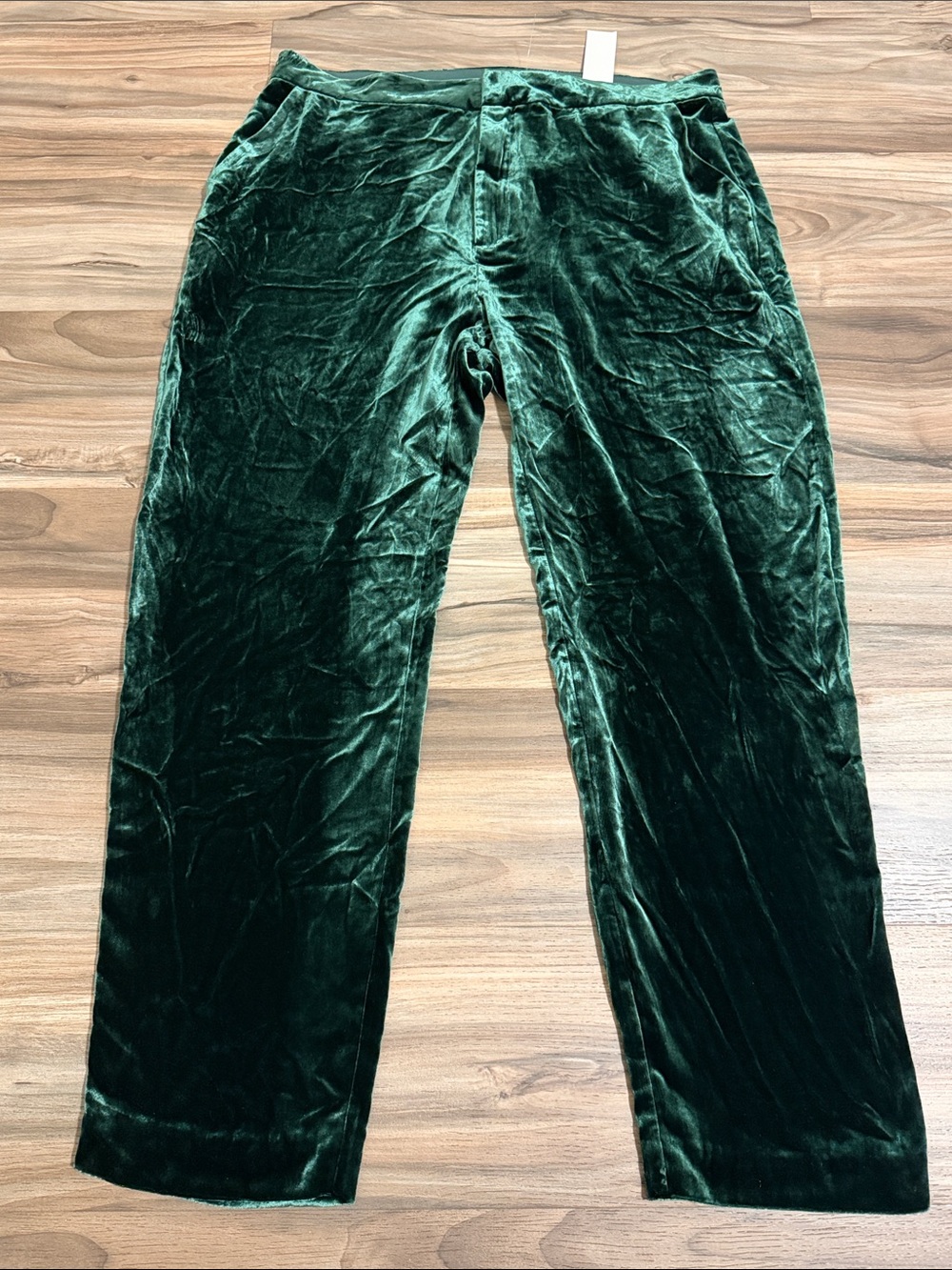 L'agence Rebel Velvet Trousers Straight Leg Women 18 Forest Green Ankle Silk NWT